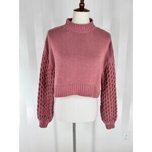 FOREVER 21 Women’s Mauve Long Sleeve Cropped Sweater Sz S